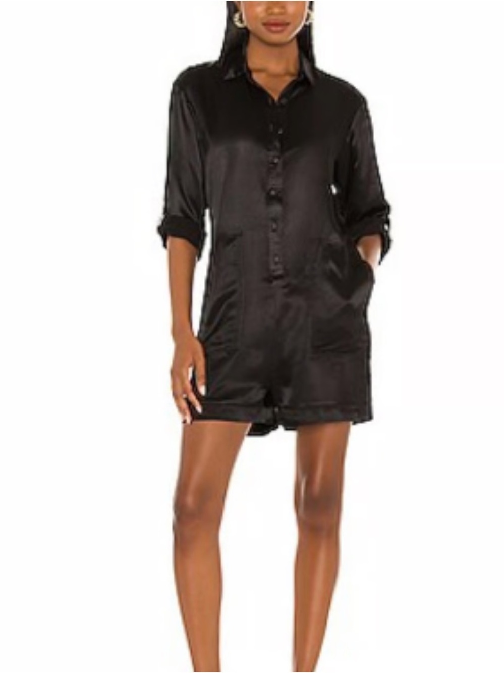 Nation LTD Revolve Ezra satin romper xs black